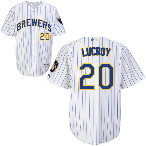 Jonathan Lucroy #20 MLB Jersey-Milwaukee Brewers Men's Authentic Alternate Home White Baseball Jersey